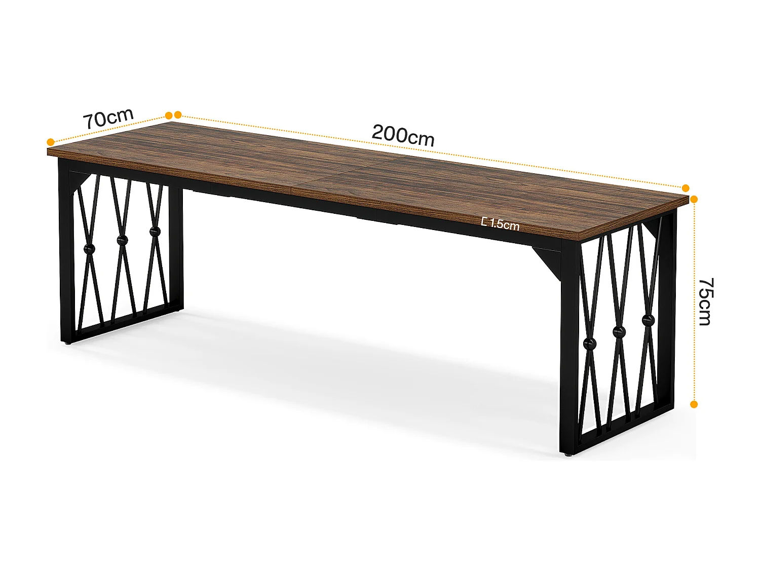 Biurko komputerowe 200 x 70 x 75 cm Podwójne długie biurko komputerowe