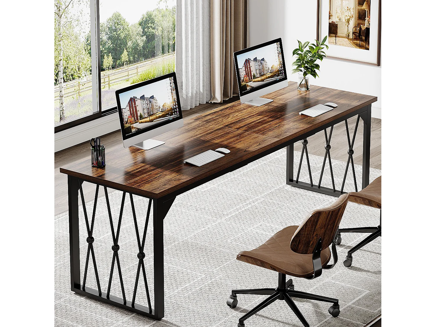 Biurko komputerowe 200 x 70 x 75 cm Podwójne długie biurko komputerowe