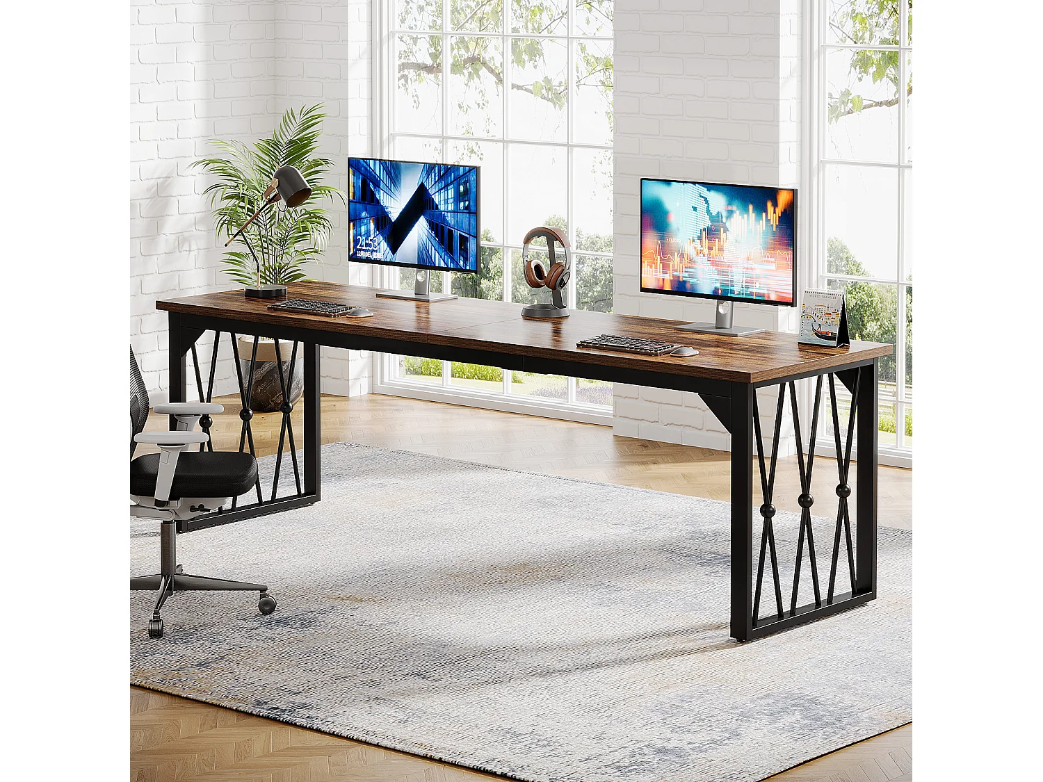 Biurko komputerowe 200 x 70 x 75 cm Podwójne długie biurko komputerowe