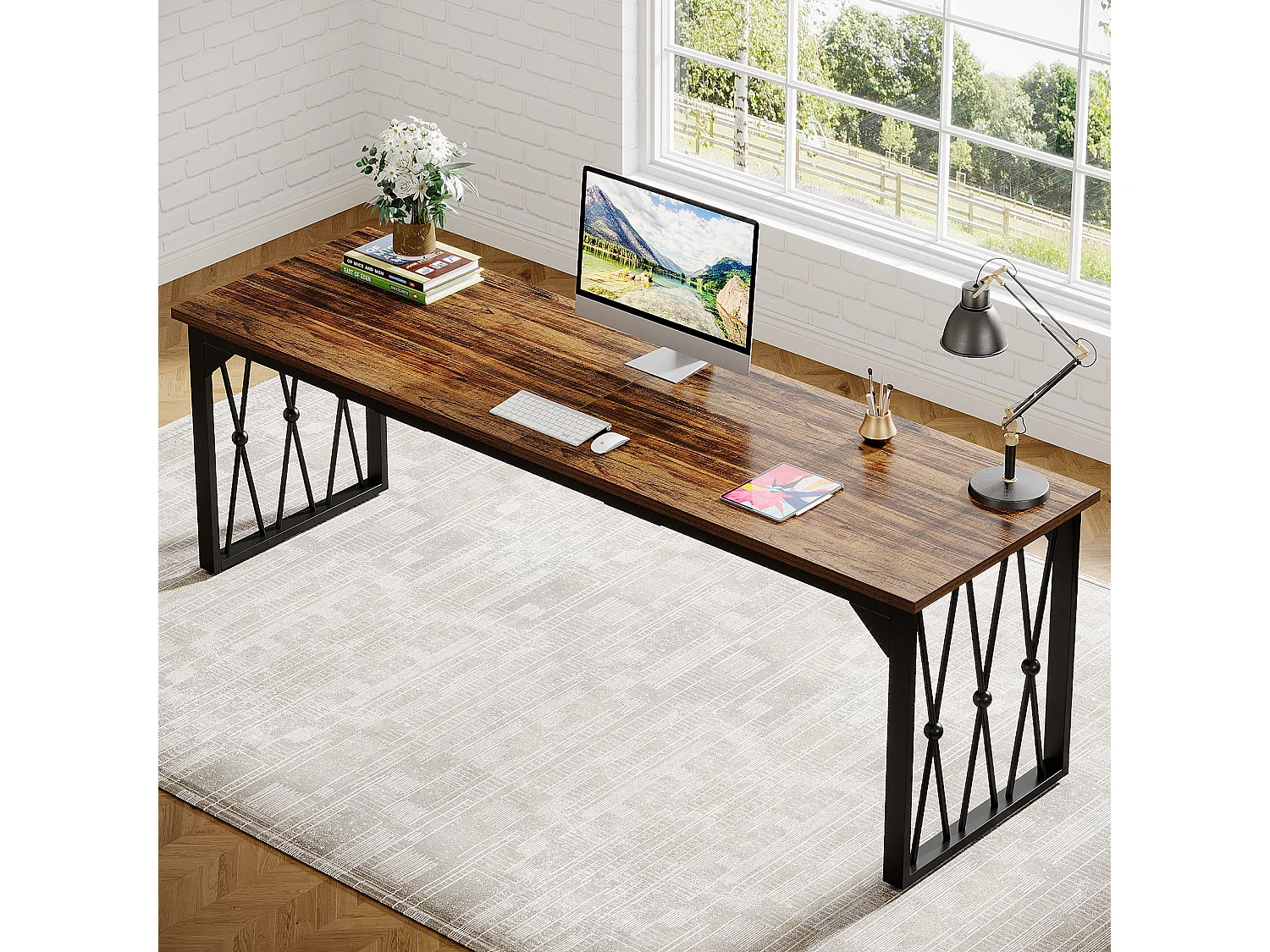 Biurko komputerowe 200 x 70 x 75 cm Podwójne długie biurko komputerowe