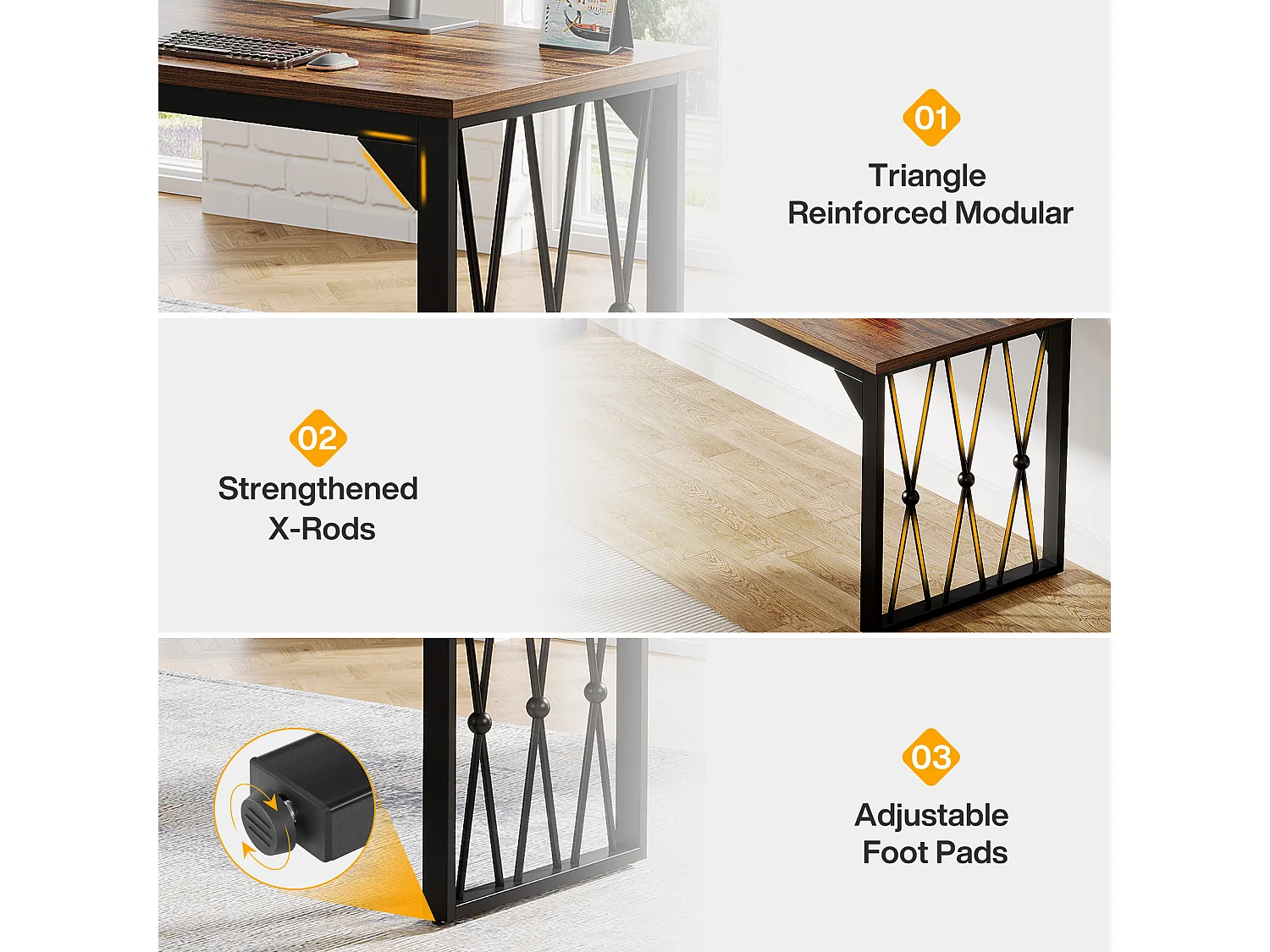 Biurko komputerowe 200 x 70 x 75 cm Podwójne długie biurko komputerowe