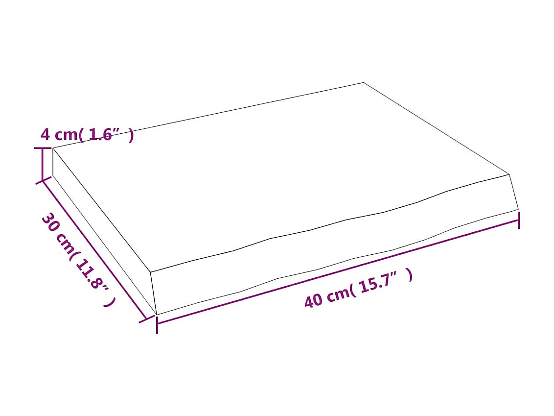 Étagère murale 40x30x(2-4) cm bois de chêne massif non traité