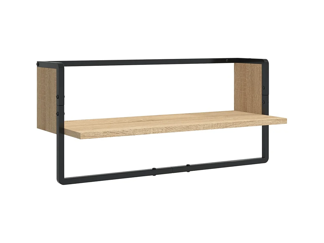 Set di 4 mensole da parete con barre, rovere Sonoma