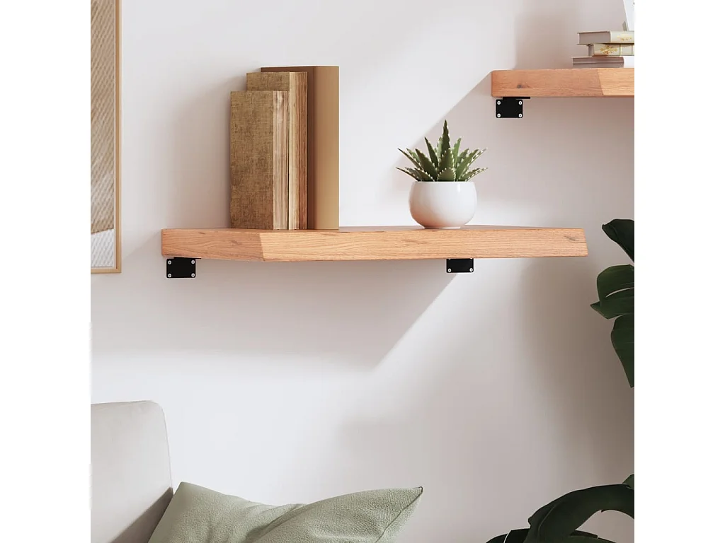 Hellbraunes Wandregal aus massivem behandeltem Eichenholz