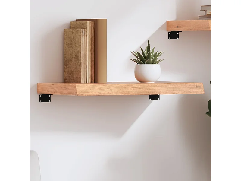 Estante de pared marrón claro en madera maciza de roble tratado