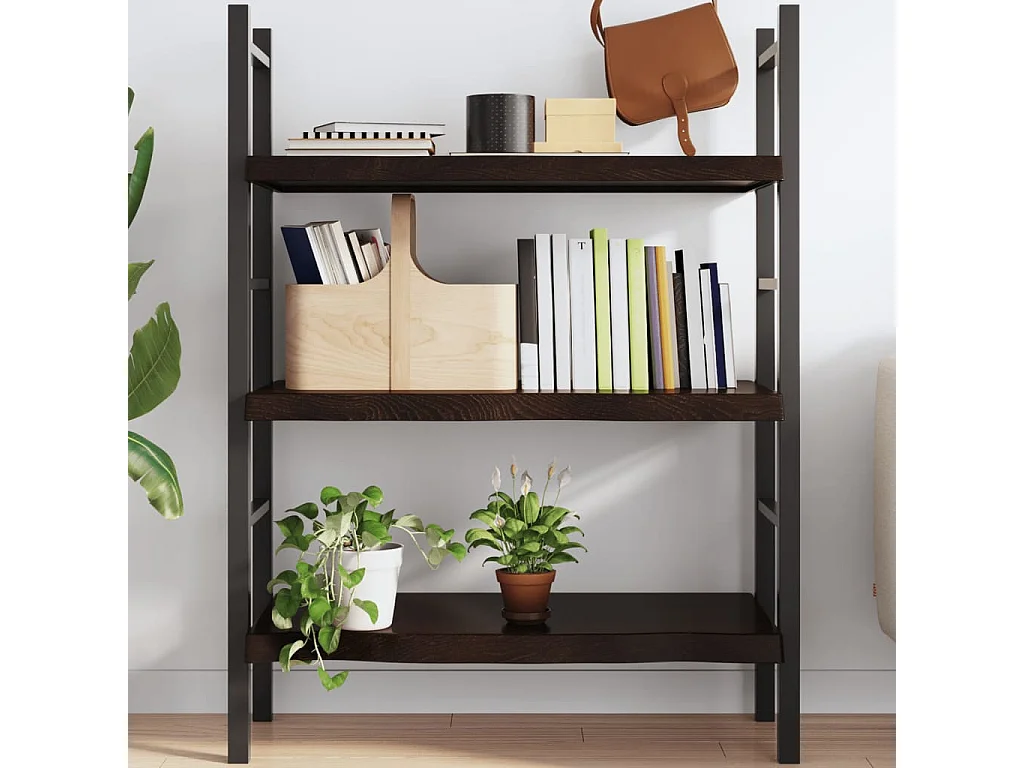 Étagère murale marron foncé bois chêne massif traité