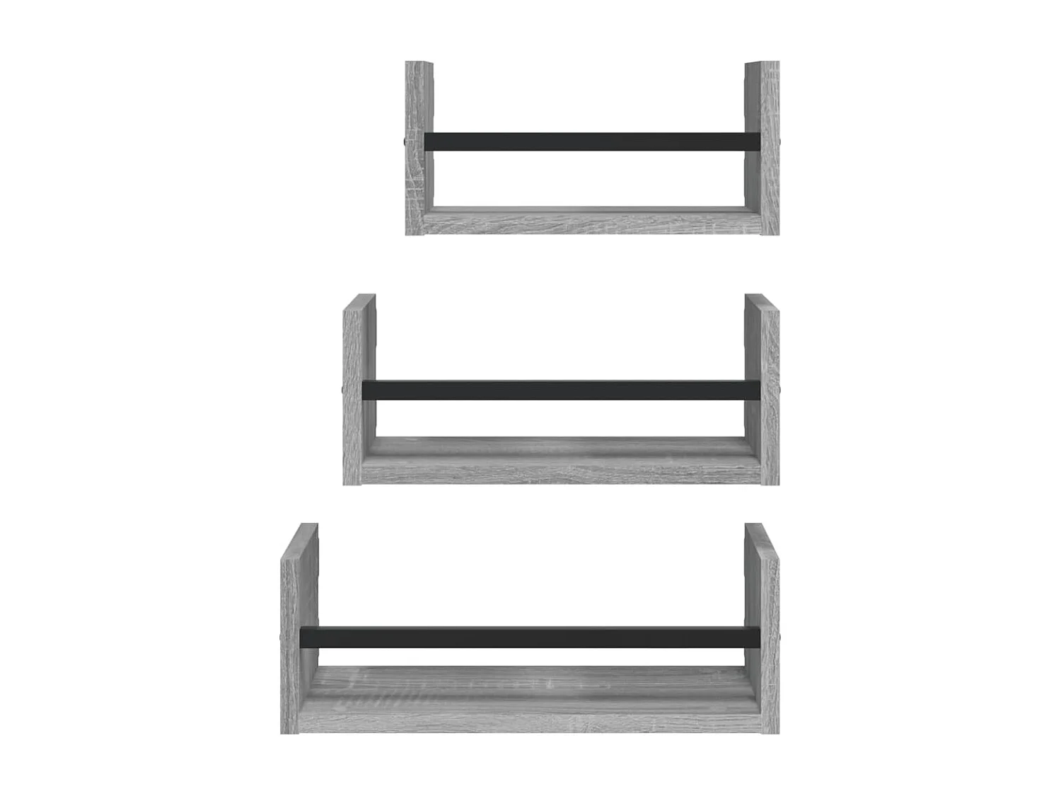 Juego de estantes de pared de 3 piezas con barras en gris Sonoma