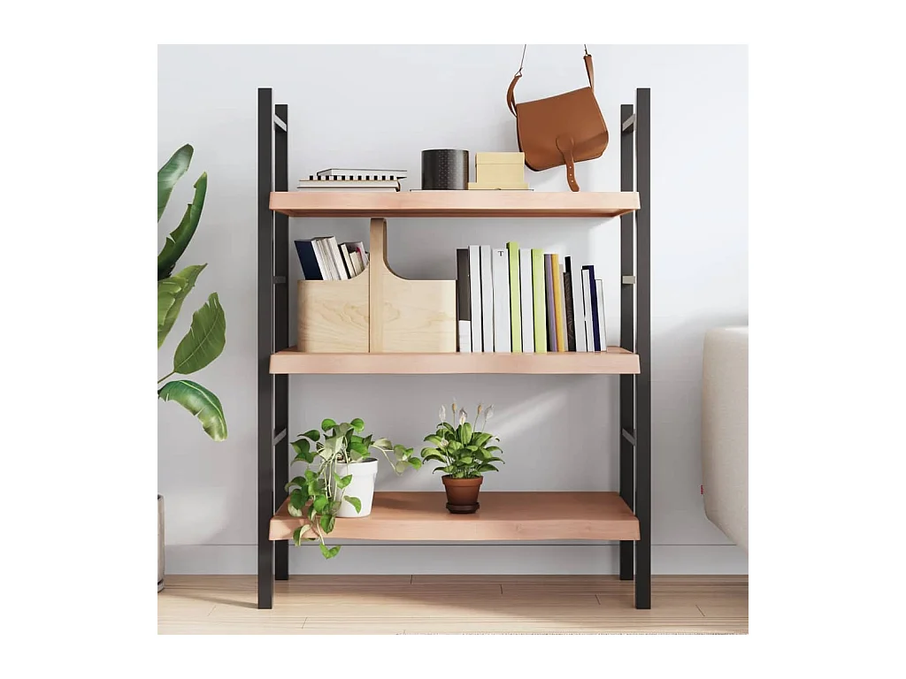 Étagère murale marron clair bois chêne massif traité