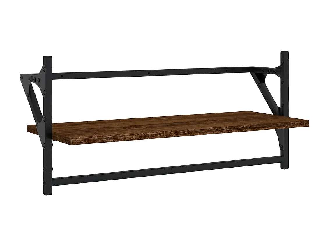 Set di 4 mensole da parete con barre, rovere marrone