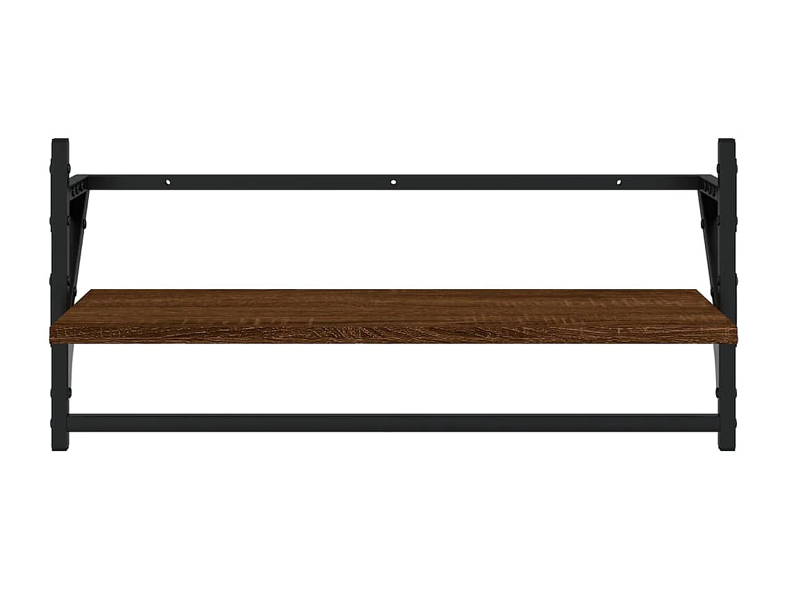 Set di 4 mensole da parete con barre, rovere marrone