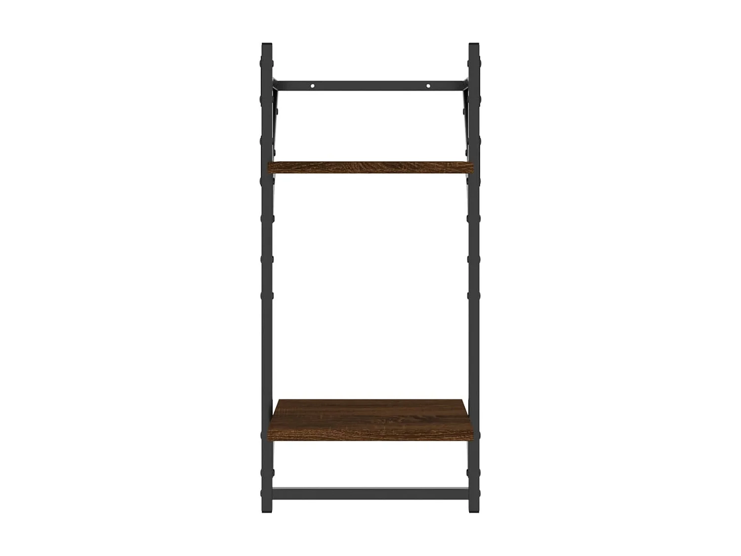 Set di 4 mensole da parete con barre, rovere marrone