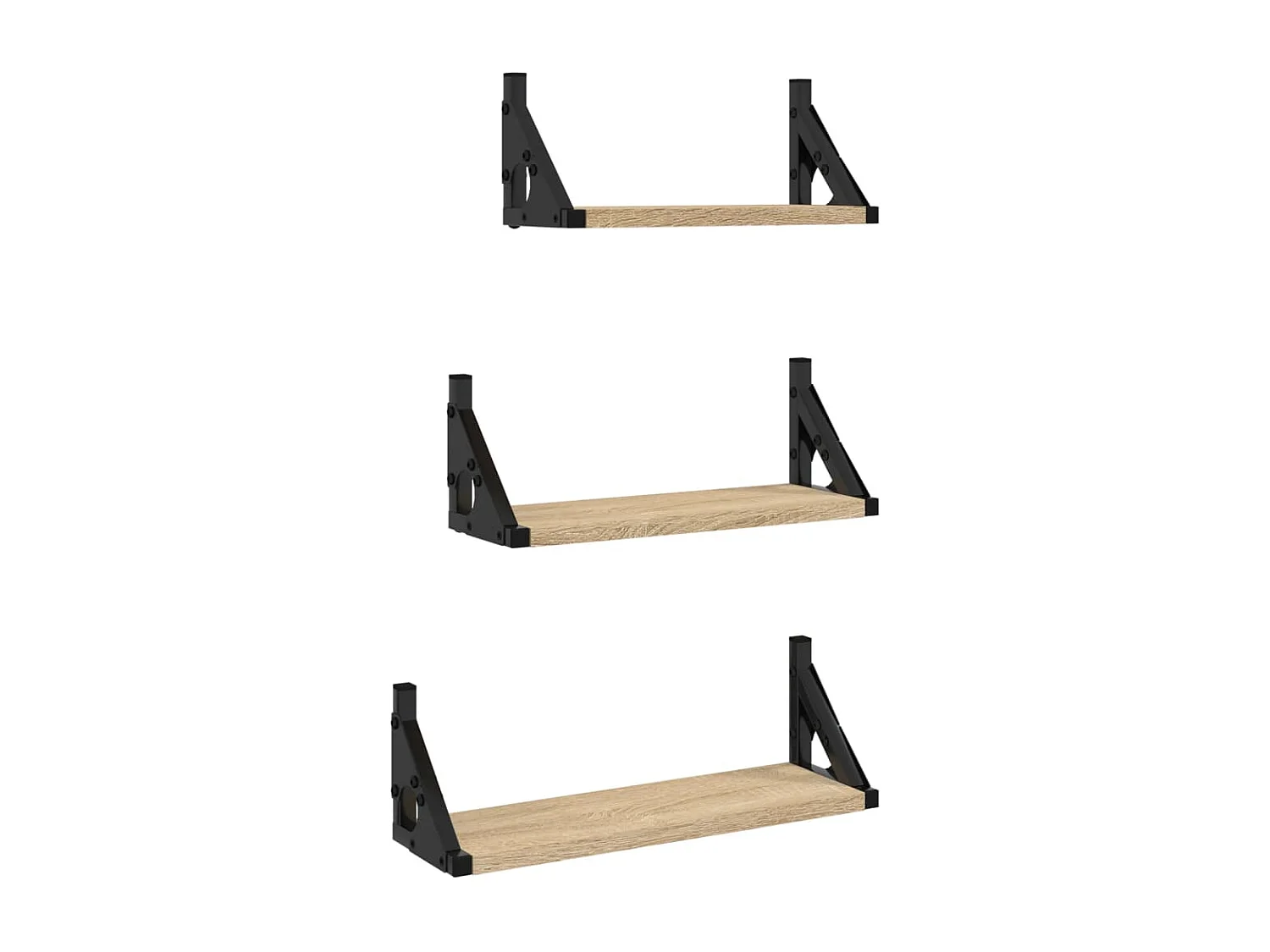 Ensemble d'étagères murales 3pcs chêne sonoma bois d'ingénierie