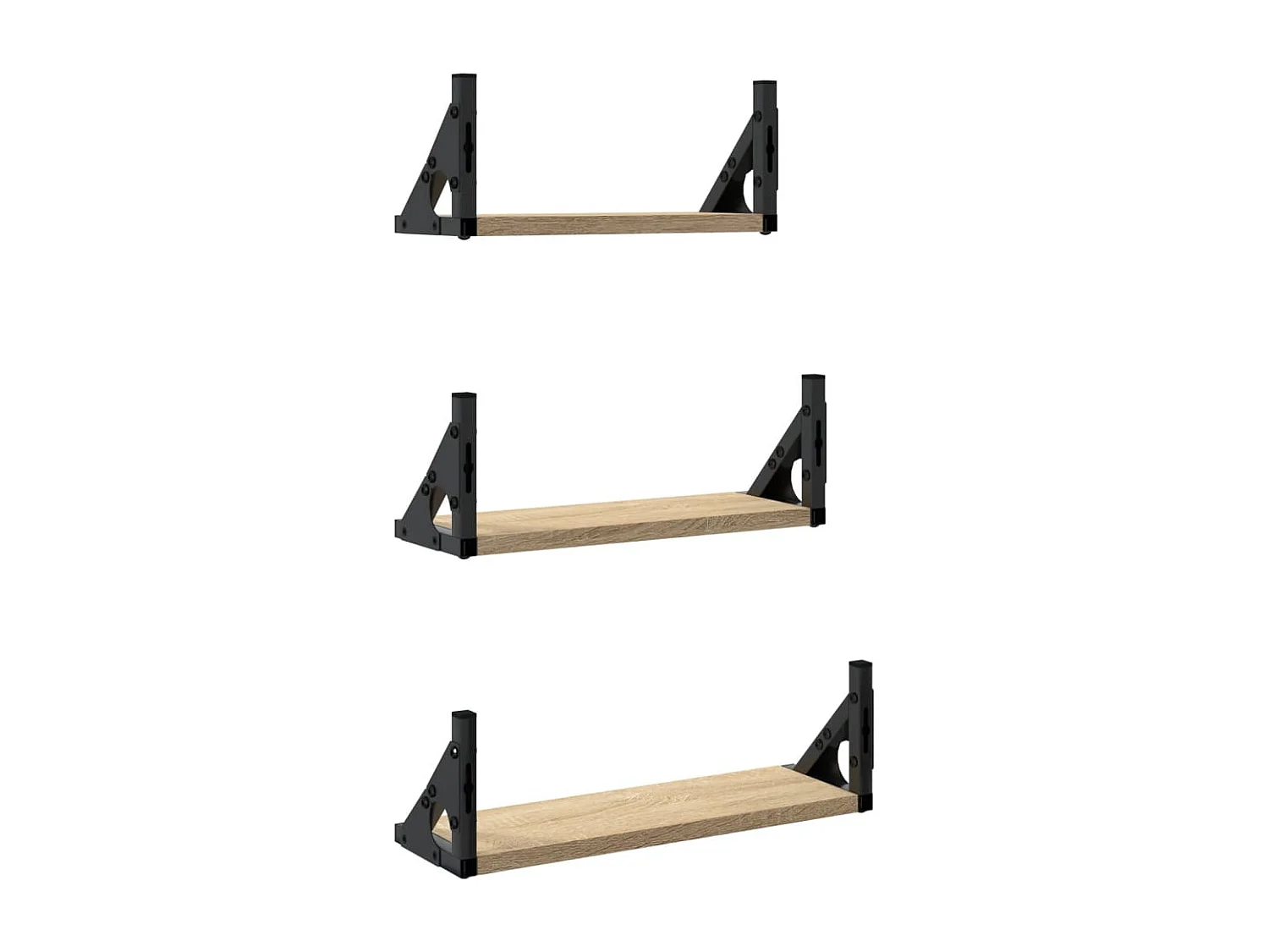 Ensemble d'étagères murales 3pcs chêne sonoma bois d'ingénierie
