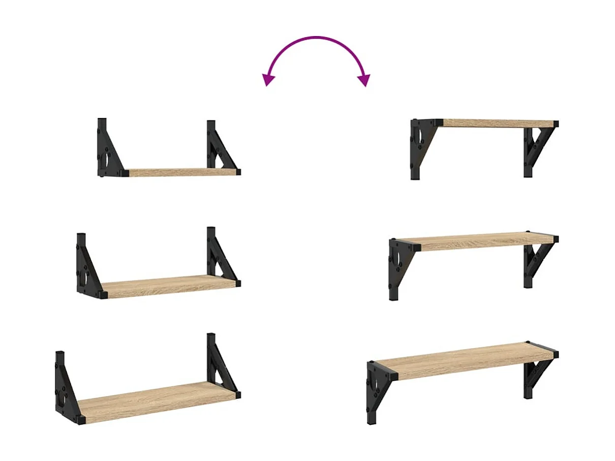 Ensemble d'étagères murales 3pcs chêne sonoma bois d'ingénierie