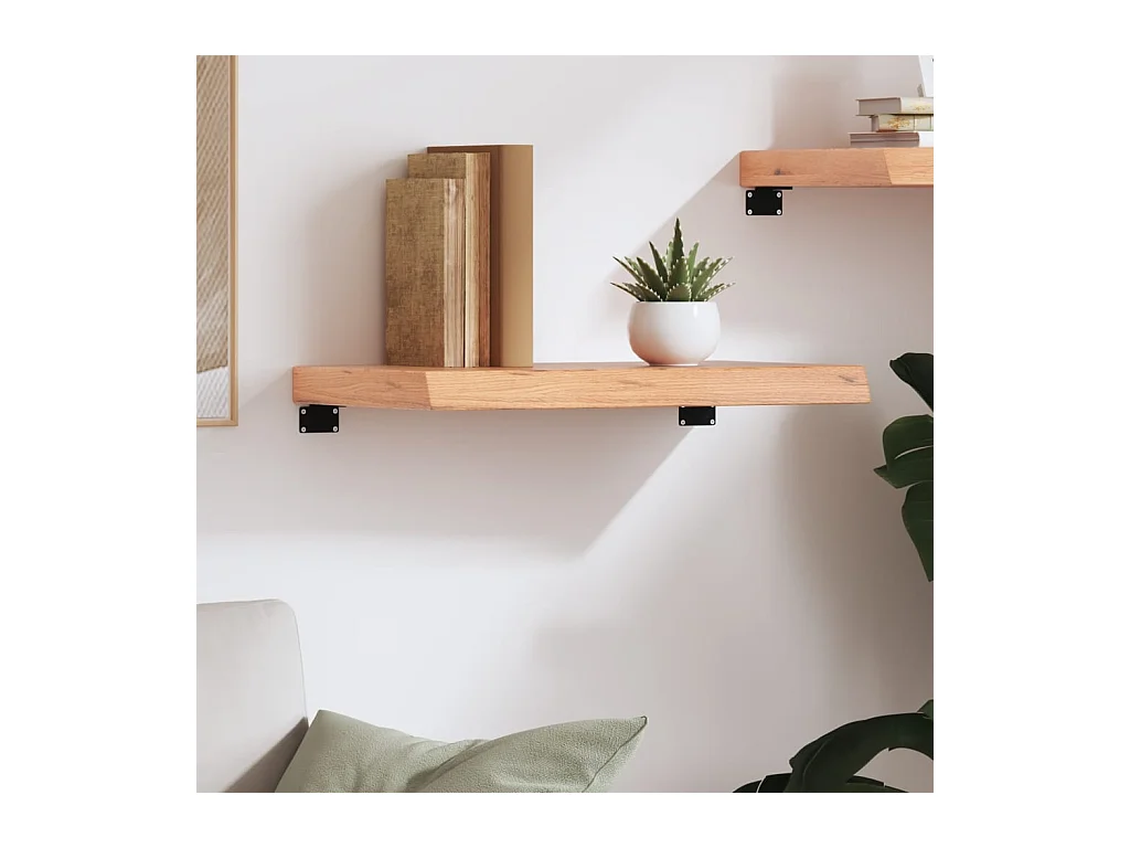 Étagère murale marron clair bois chêne massif traité