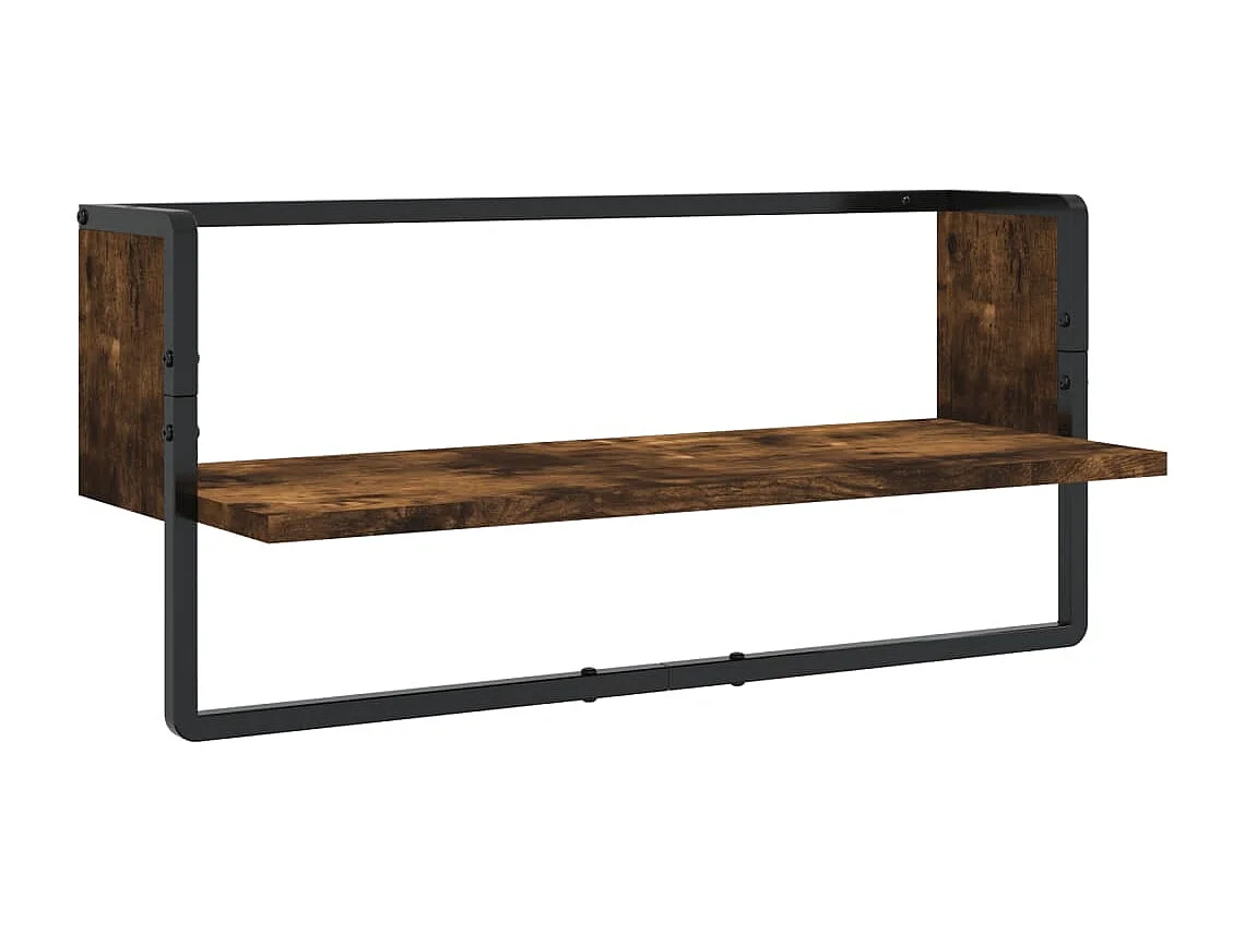 Juego de estantería de pared con barras 4 piezas roble ahumado