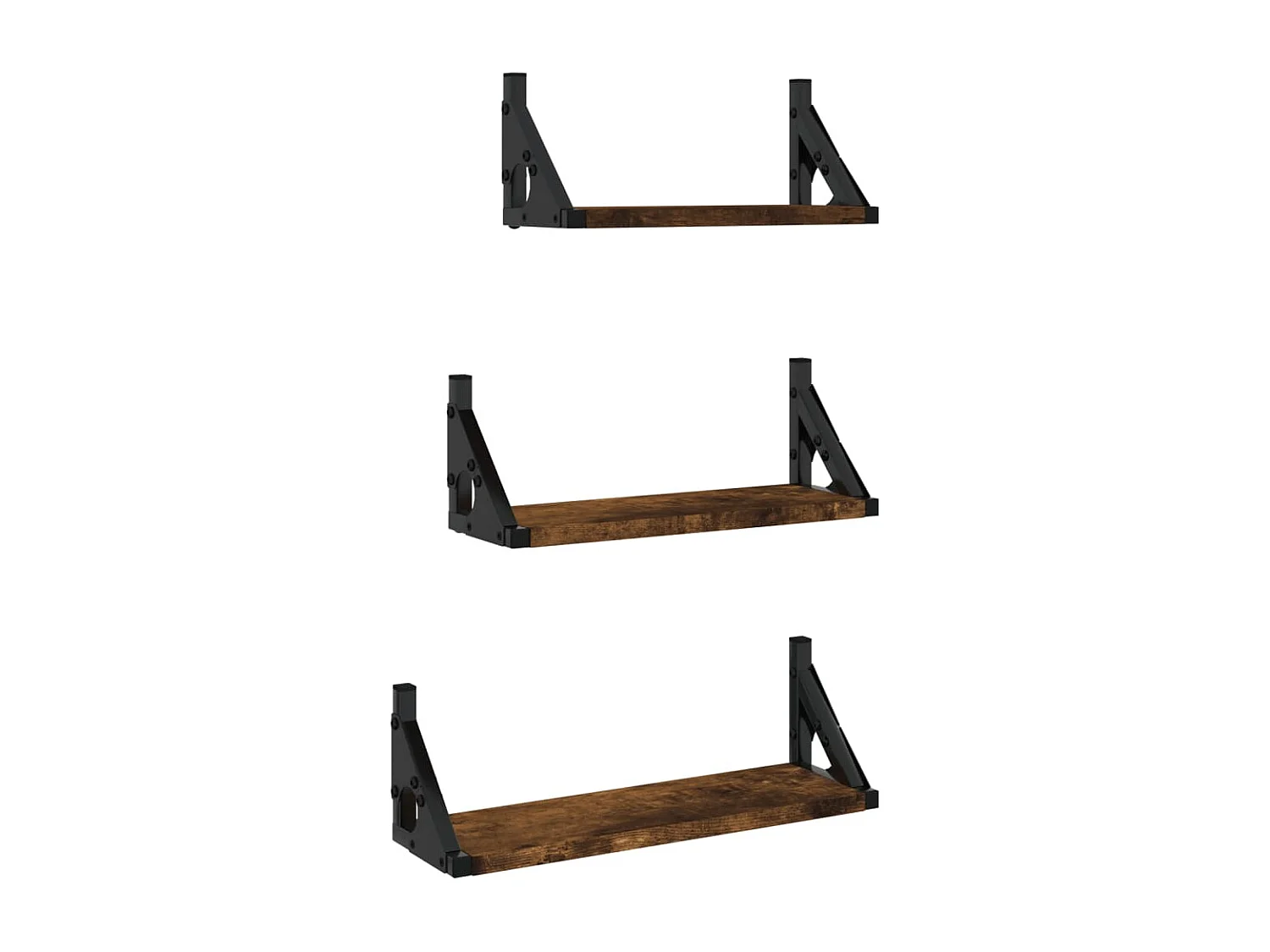 Ensemble d'étagères murales 3 pcs chêne fumé bois d'ingénierie