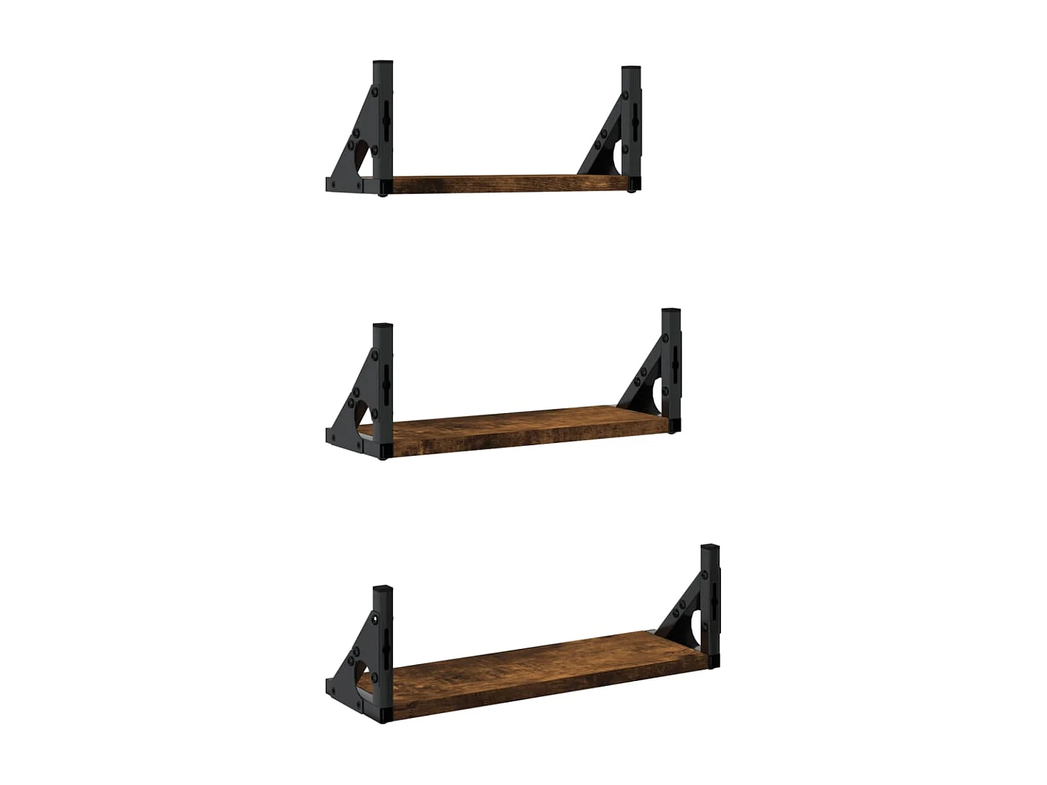 Ensemble d'étagères murales 3 pcs chêne fumé bois d'ingénierie