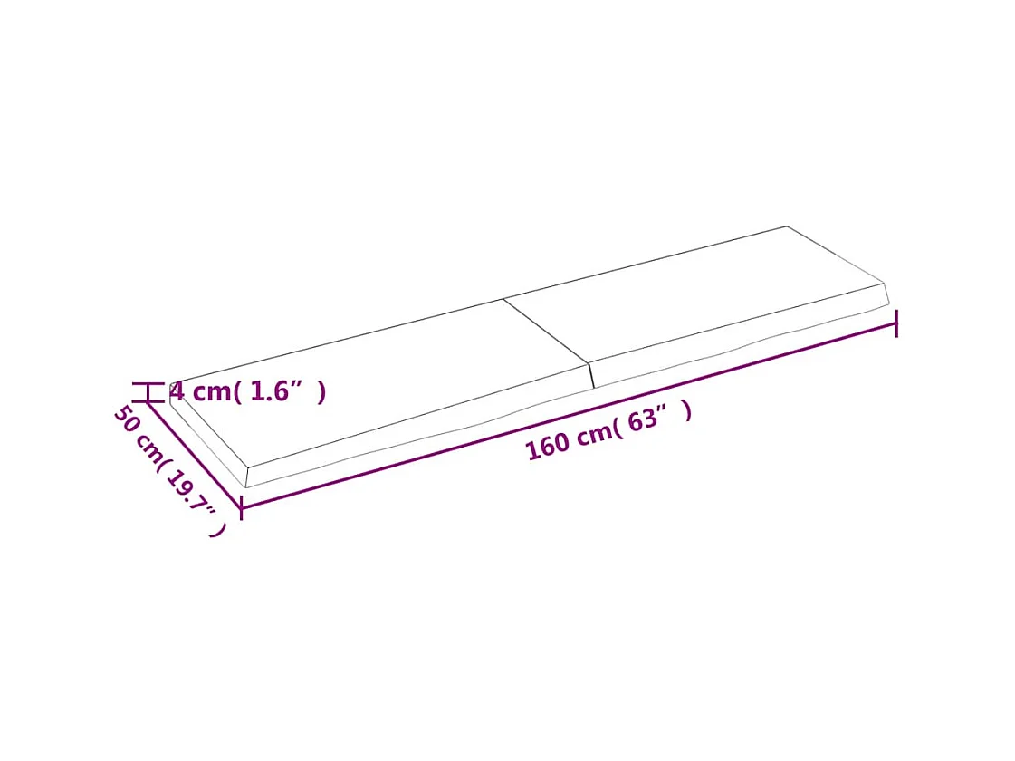 Lichtbruine wandplank van massief behandeld eikenhout