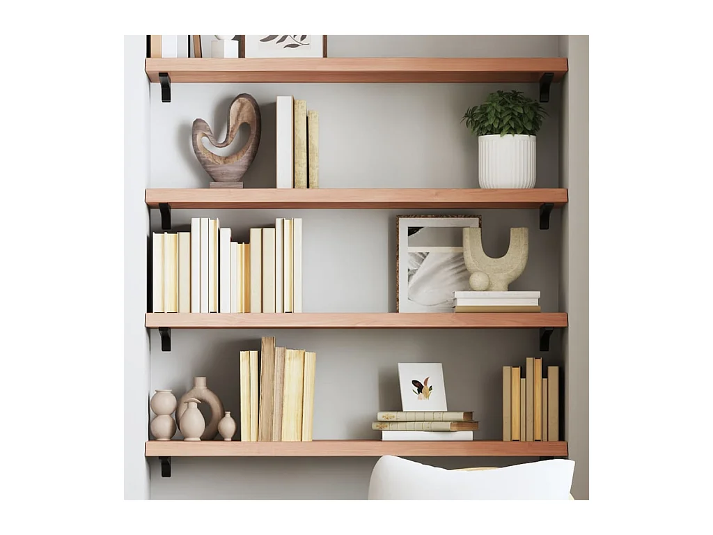 Mensola da parete marrone chiaro in legno massello di rovere trattato