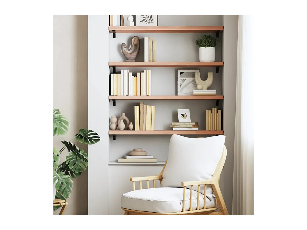 Mensola da parete marrone chiaro in legno massello di rovere trattato