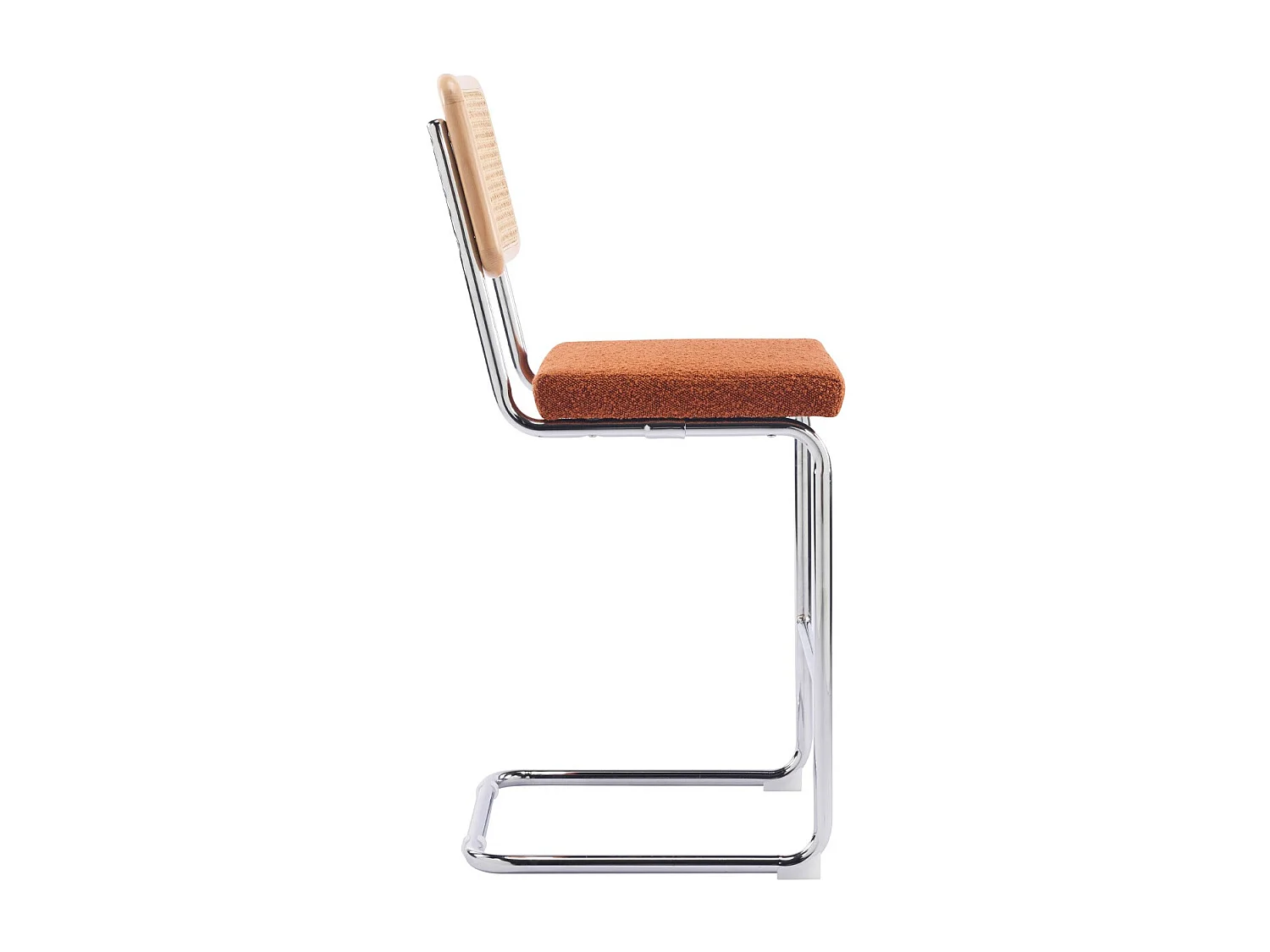 Lot de 2 tabourets de bar en cannage et tissu bouclé rouille - Muse