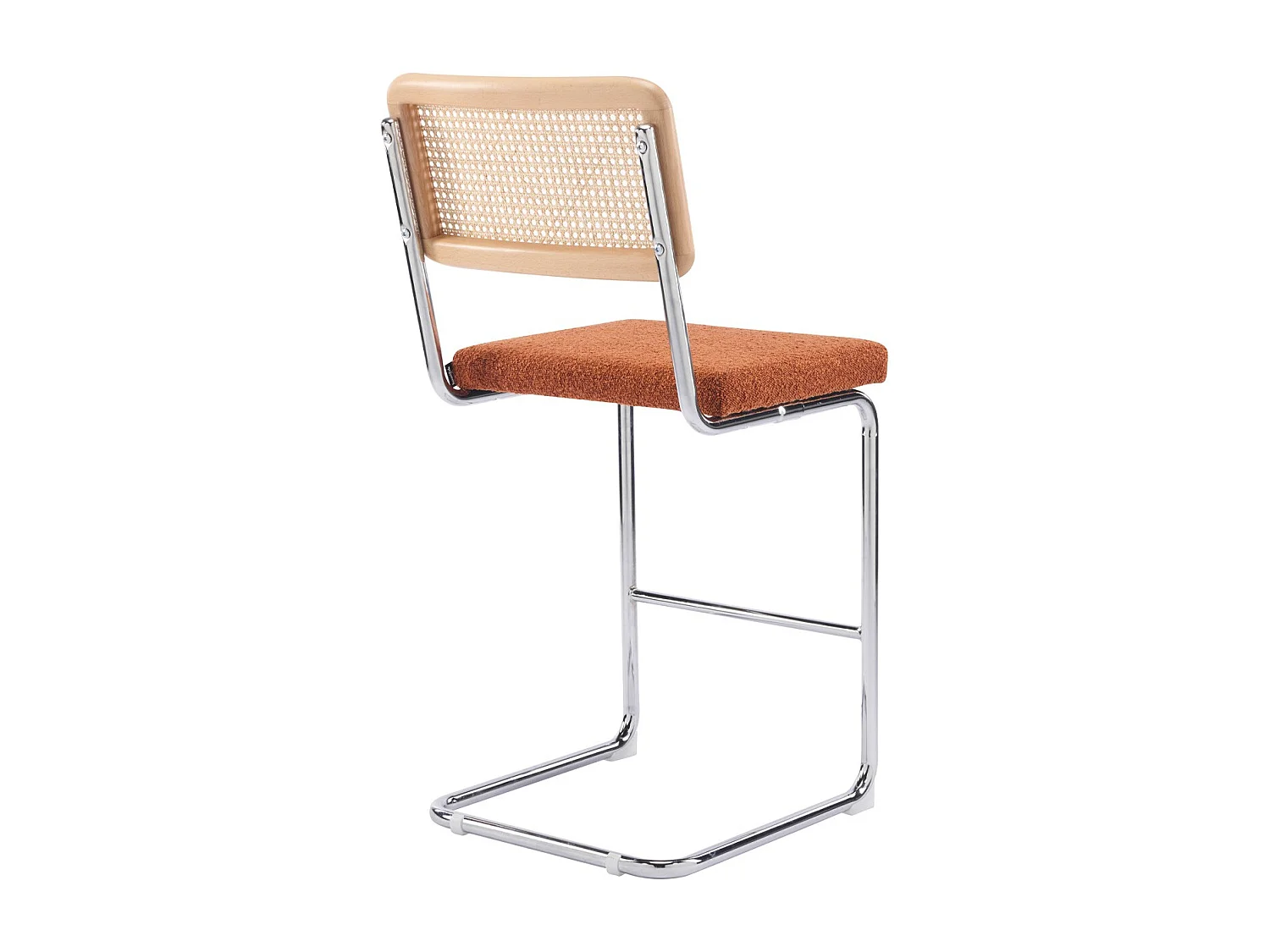 Lot de 2 tabourets de bar en cannage et tissu bouclé rouille - Muse
