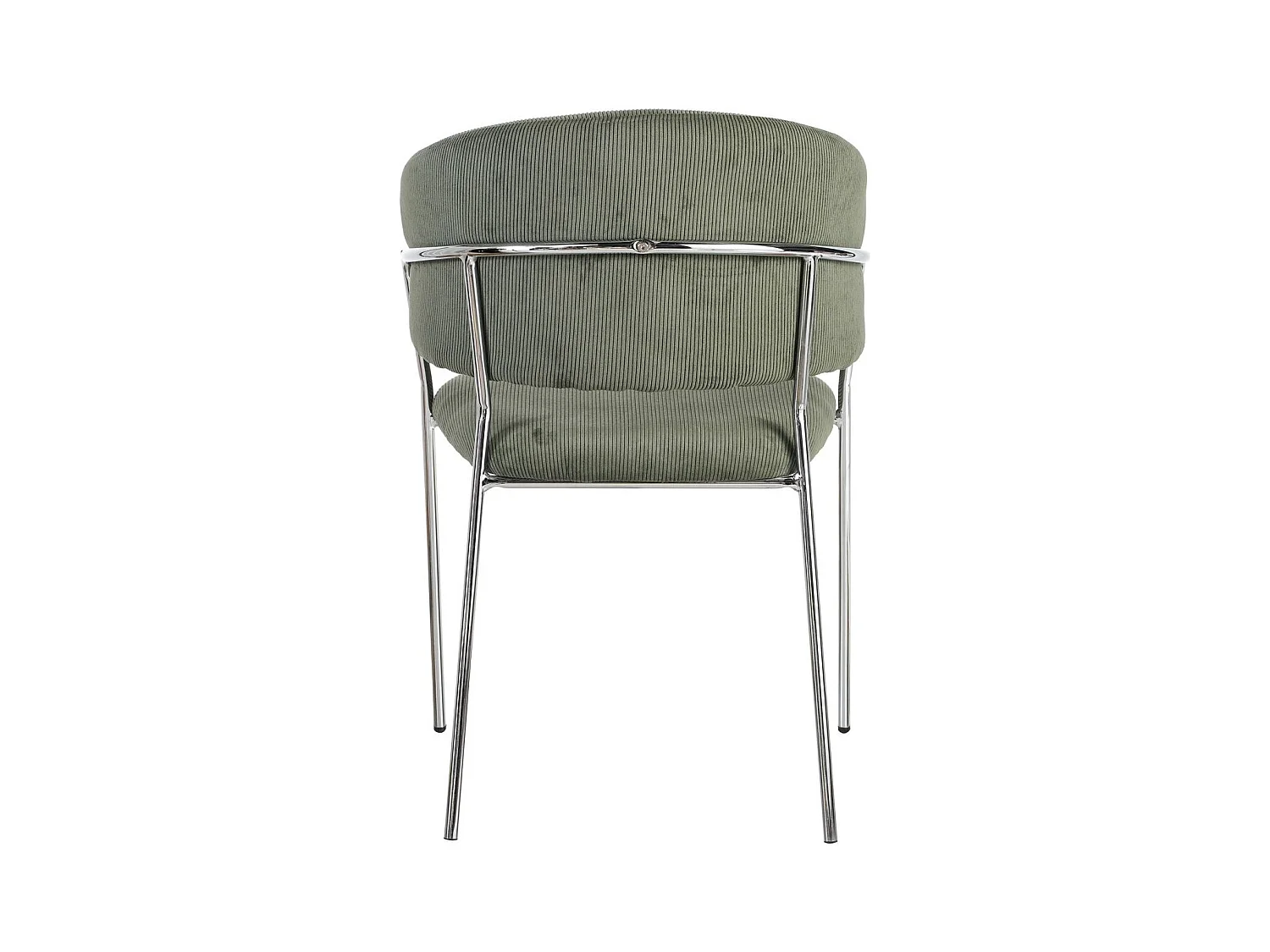 Lot de 2 chaises en velours côtelé vert kaki et piètement chromé - Isya