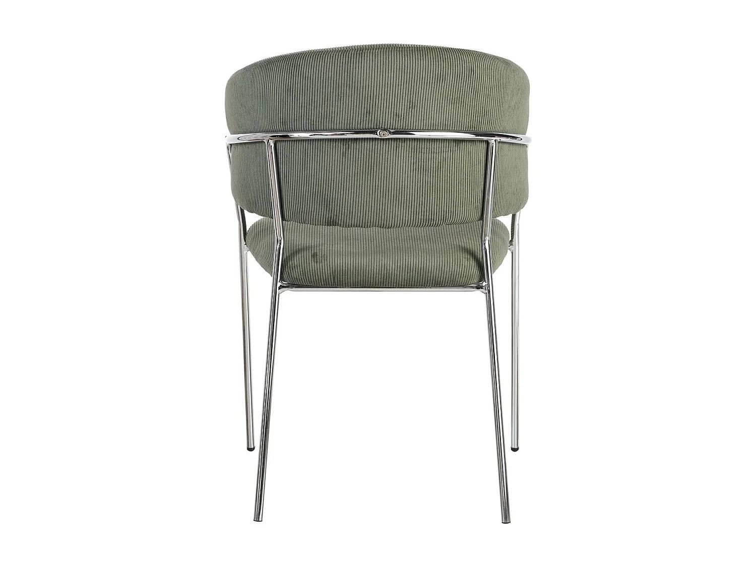 Lot de 2 chaises en velours côtelé vert kaki et piètement chromé - Isya