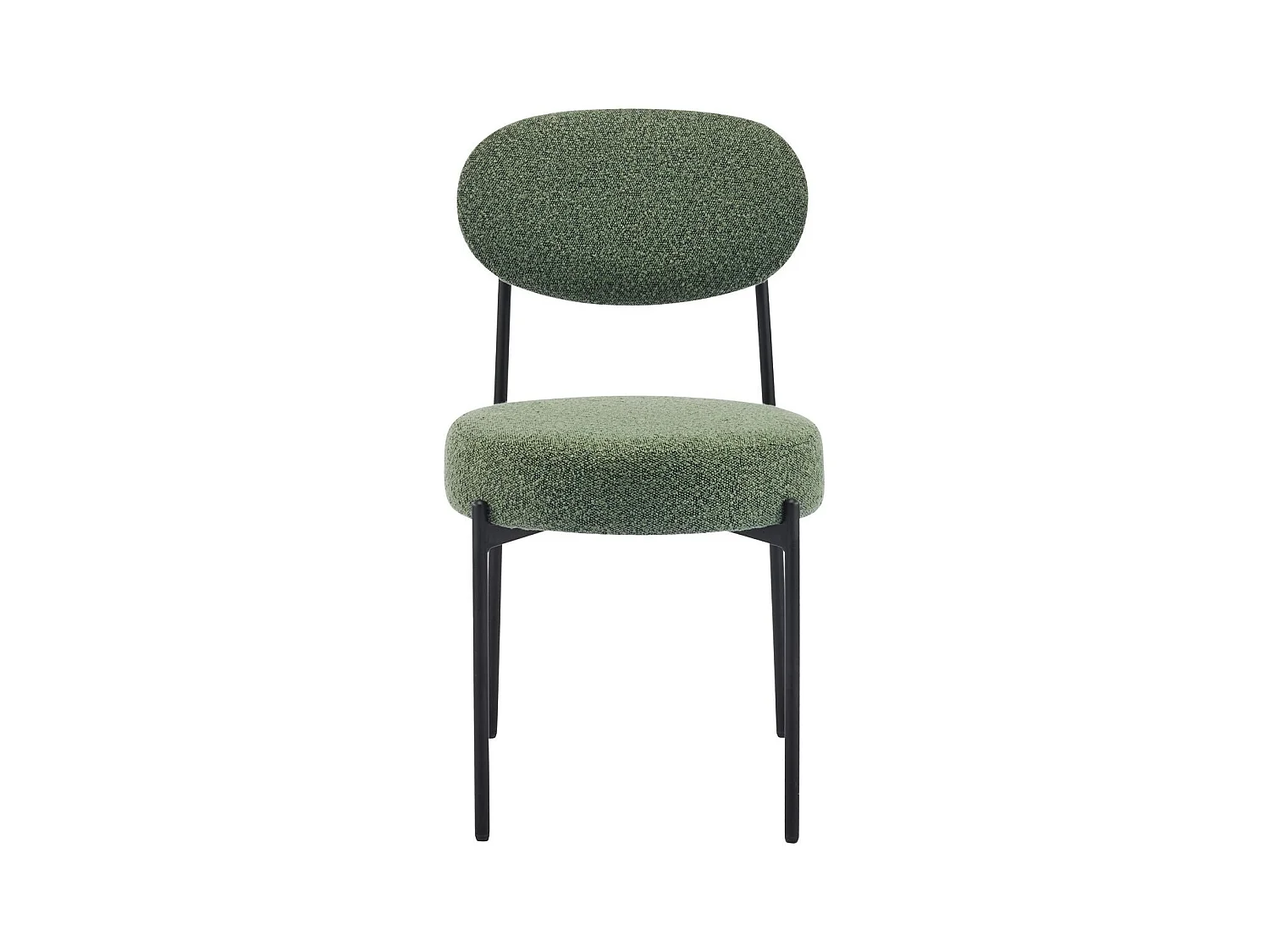 Lot de 2 chaises en tissu bouclé vert, piètement métal noir - Evora
