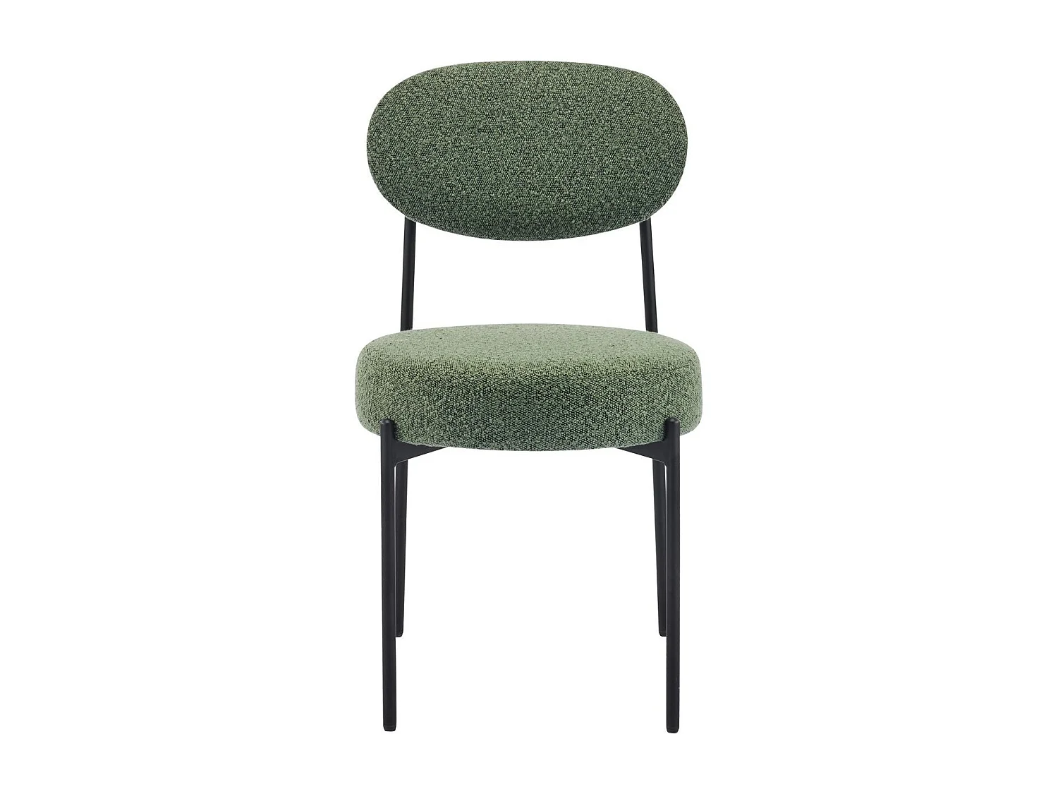 Lot de 2 chaises en tissu bouclé vert kaki, piètement métal noir - Evora