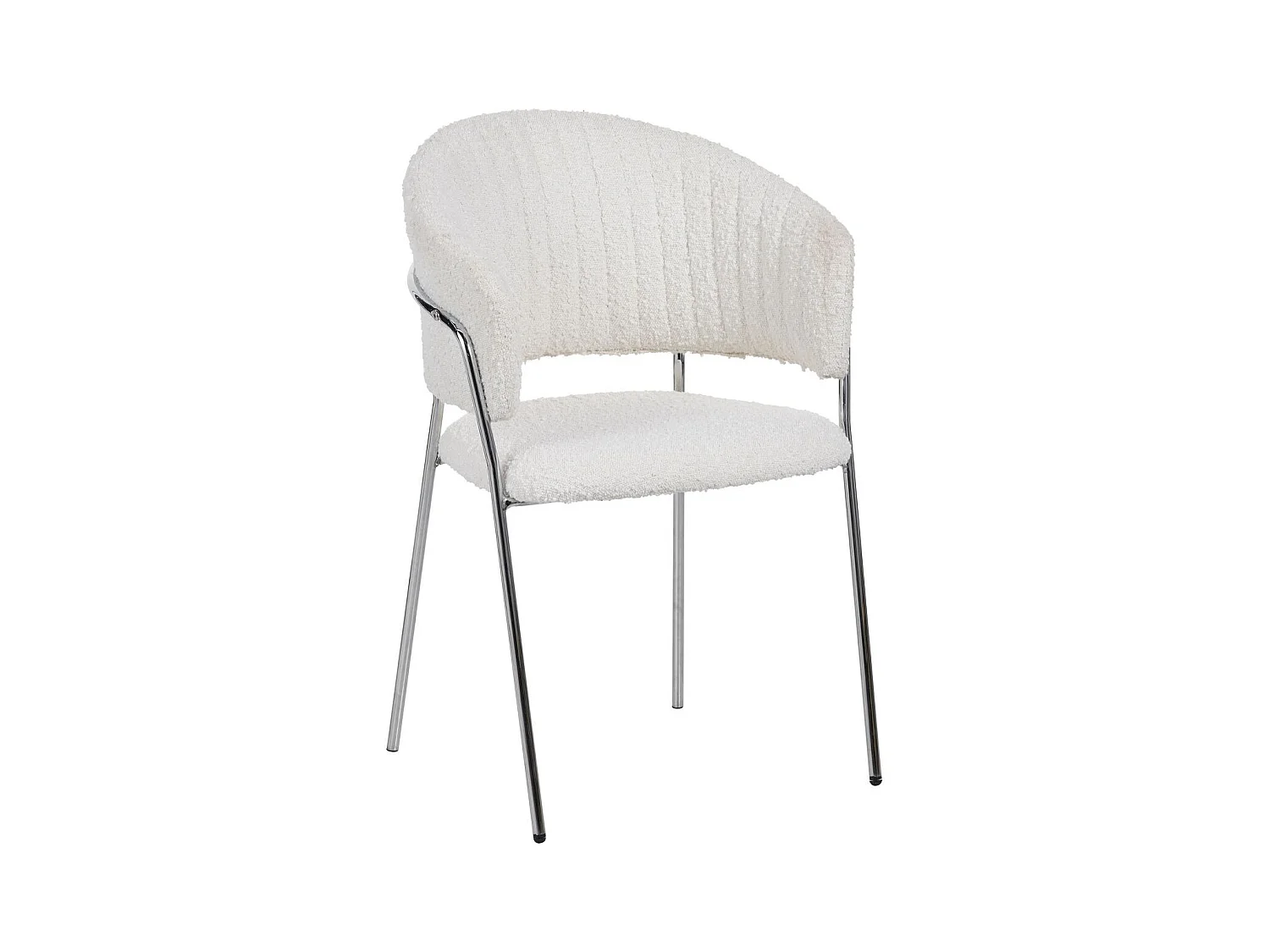 Lot de 2 chaises en tissu bouclé beige et piètement chromé - Isya