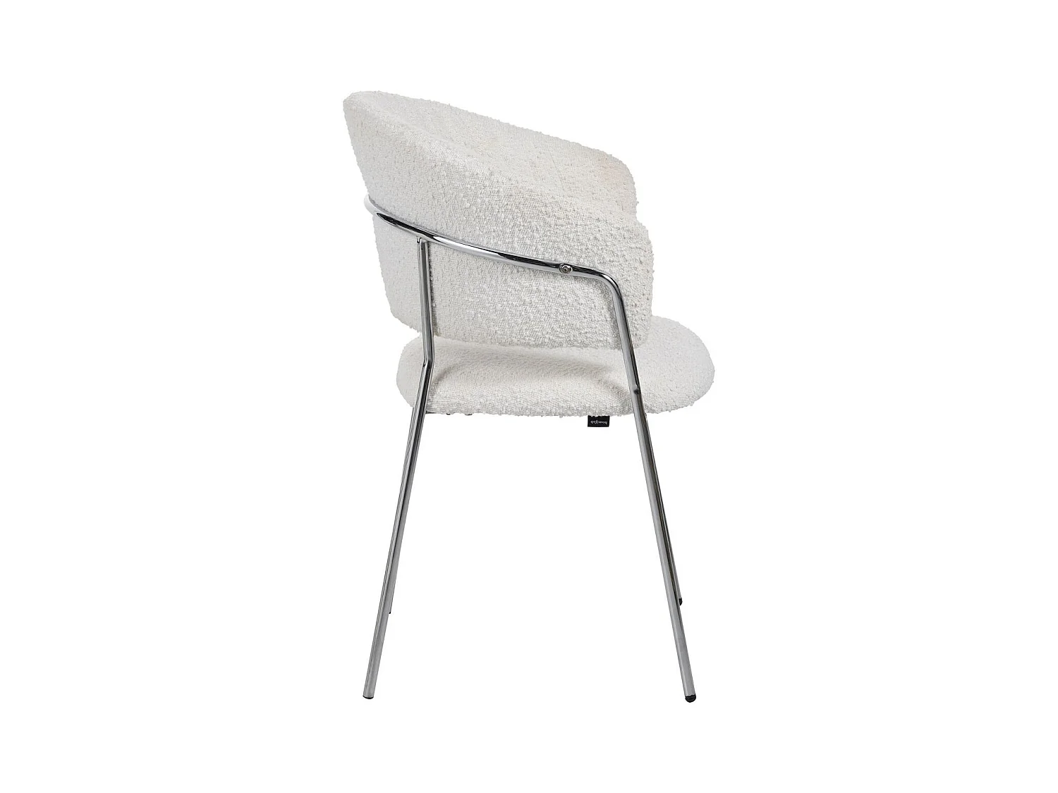 Lot de 2 chaises en tissu bouclé beige et piètement chromé - Isya