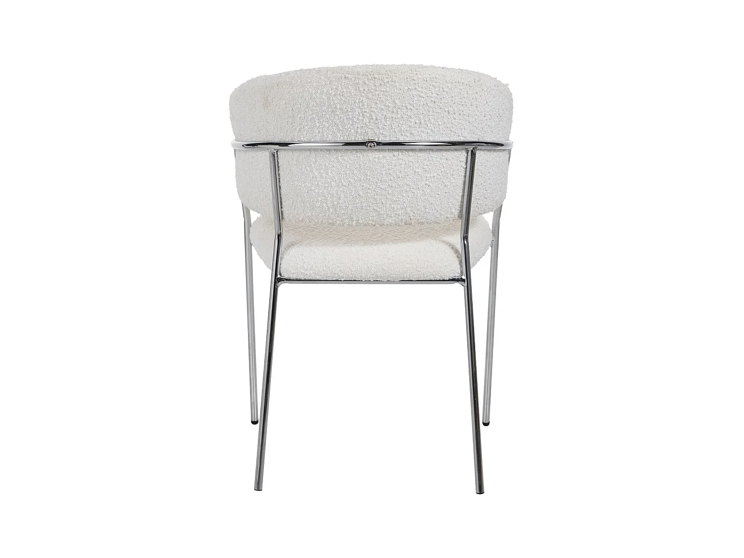 Lot de 2 chaises en tissu bouclé beige et piètement chromé - Isya