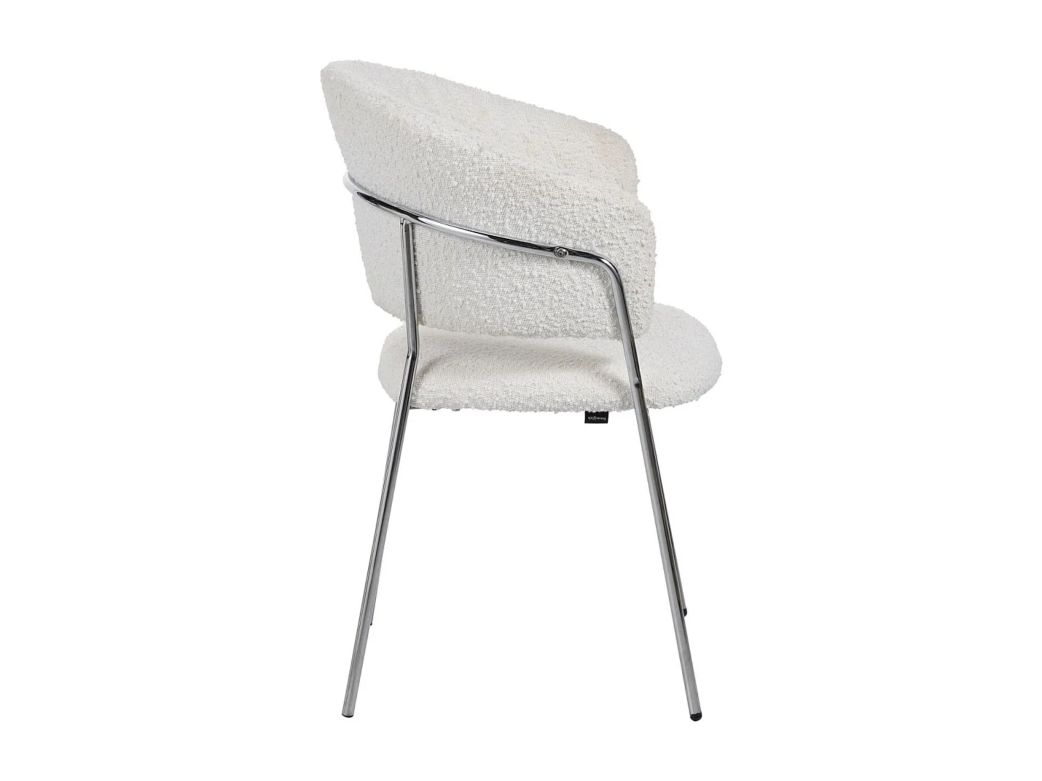 Lot de 2 chaises en tissu bouclé beige et piètement chromé - Isya