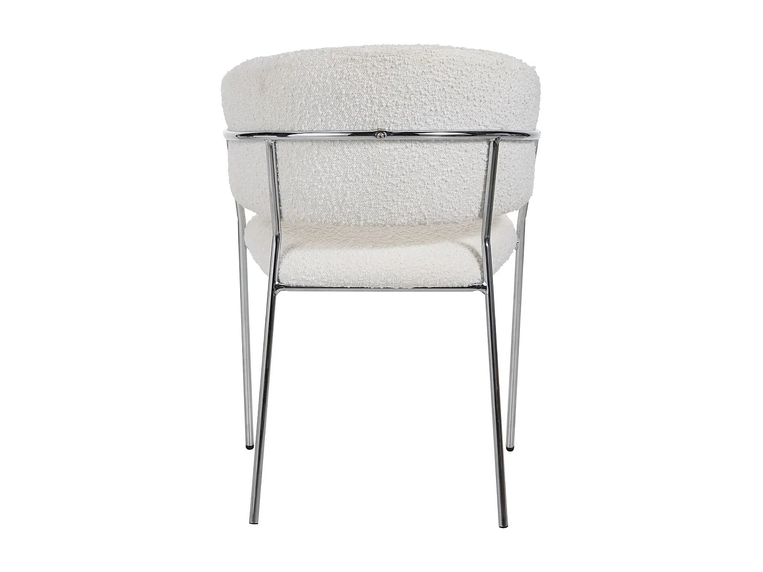 Lot de 2 chaises en tissu bouclé beige et piètement chromé - Isya