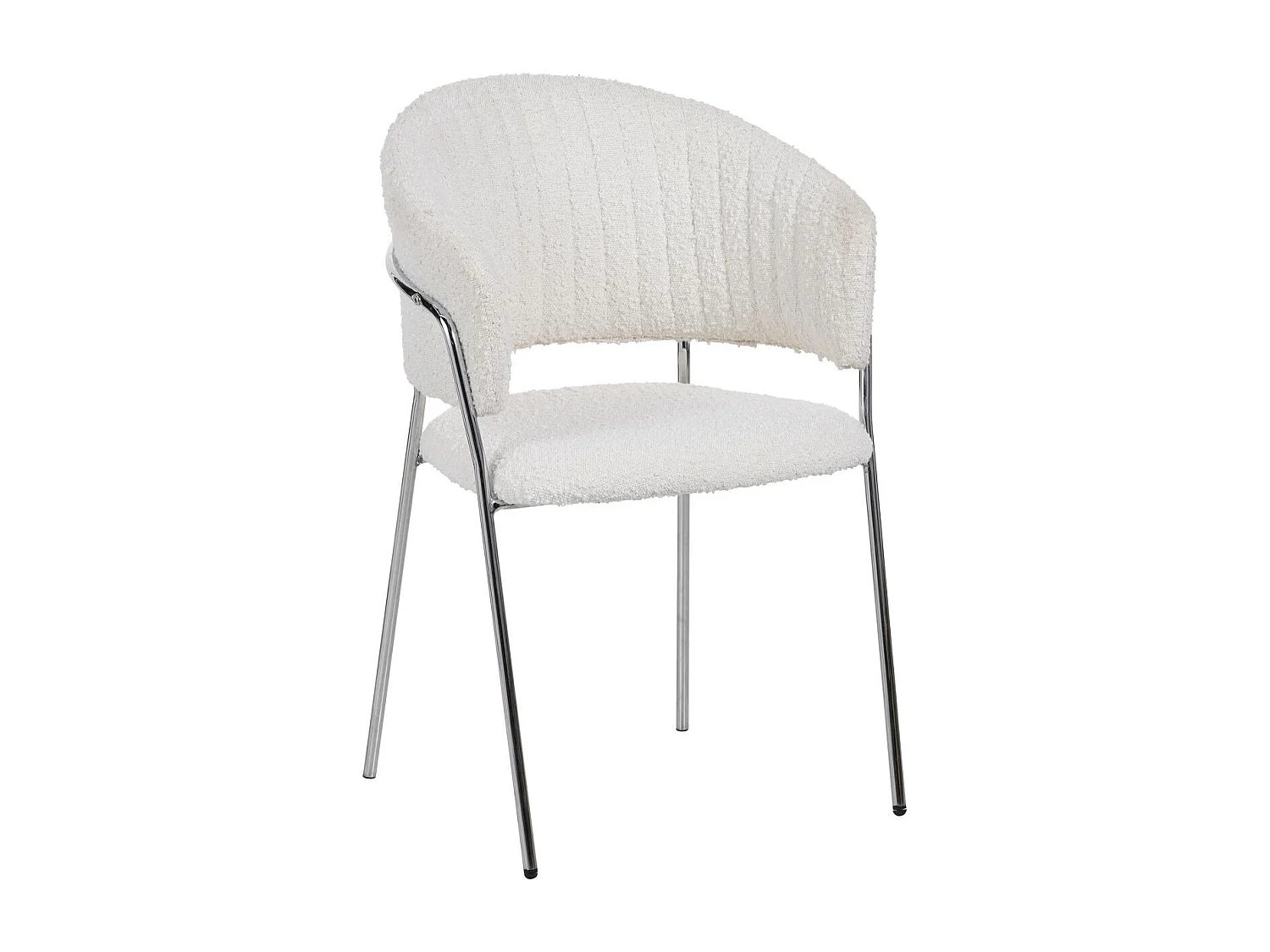 Lot de 2 chaises en tissu bouclé beige et piètement chromé - Isya
