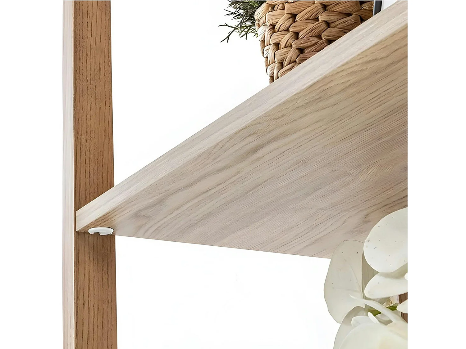 Bibliothèque cannage & effet bois ovale 4 étagères TANDI