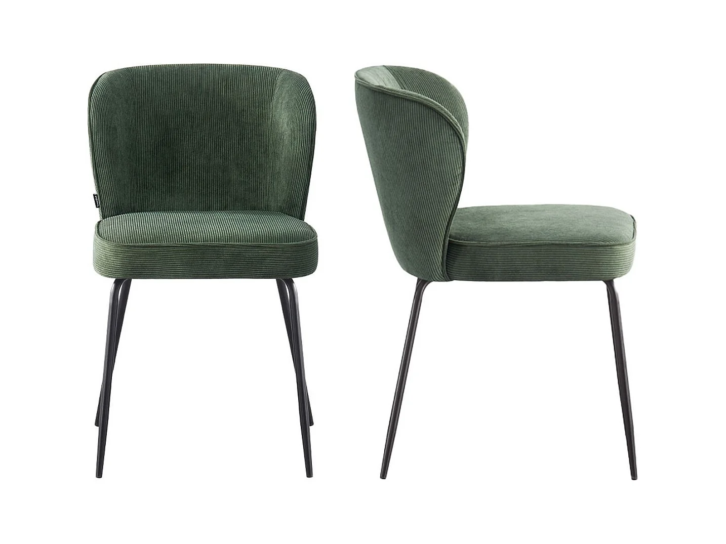 Lot de 2 chaises en velours côtelé vert kaki - Tara