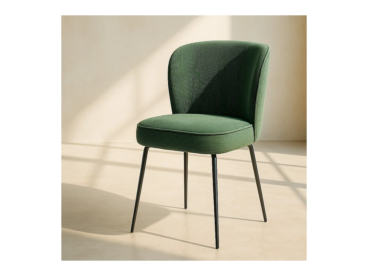 Lot de 2 chaises en velours côtelé vert kaki - Tara