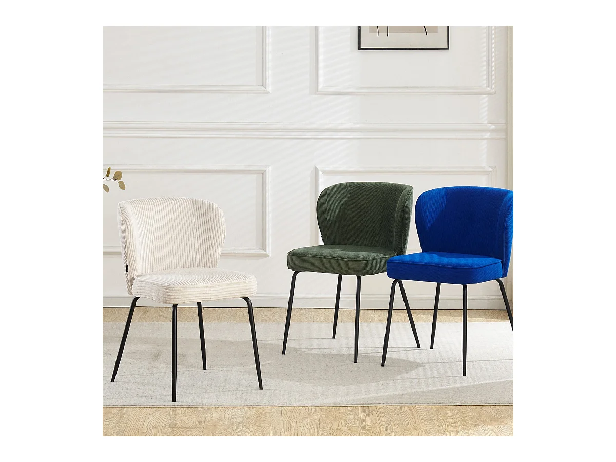 Lot de 2 chaises en velours côtelé vert kaki - Tara