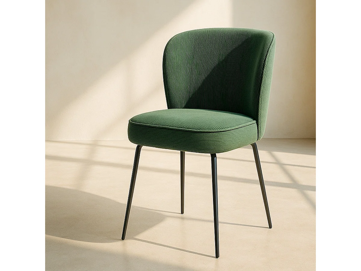 Lot de 2 chaises en velours côtelé vert kaki - Tara