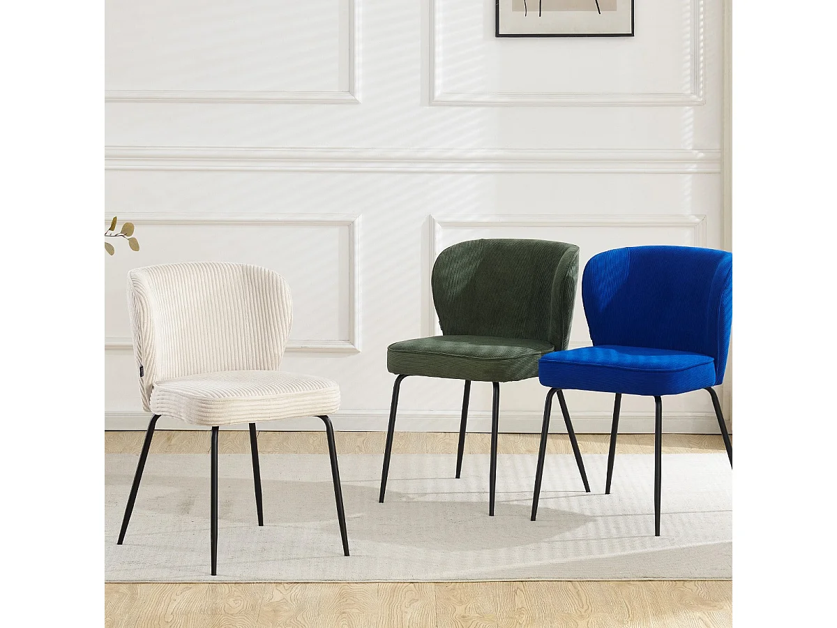 Lot de 2 chaises en velours côtelé vert kaki - Tara