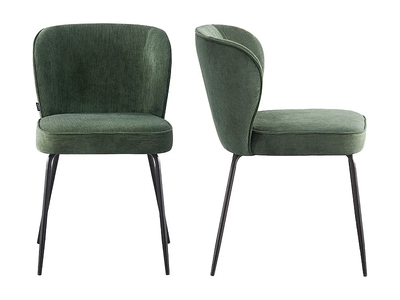 Lot de 2 chaises en velours côtelé vert kaki - Tara