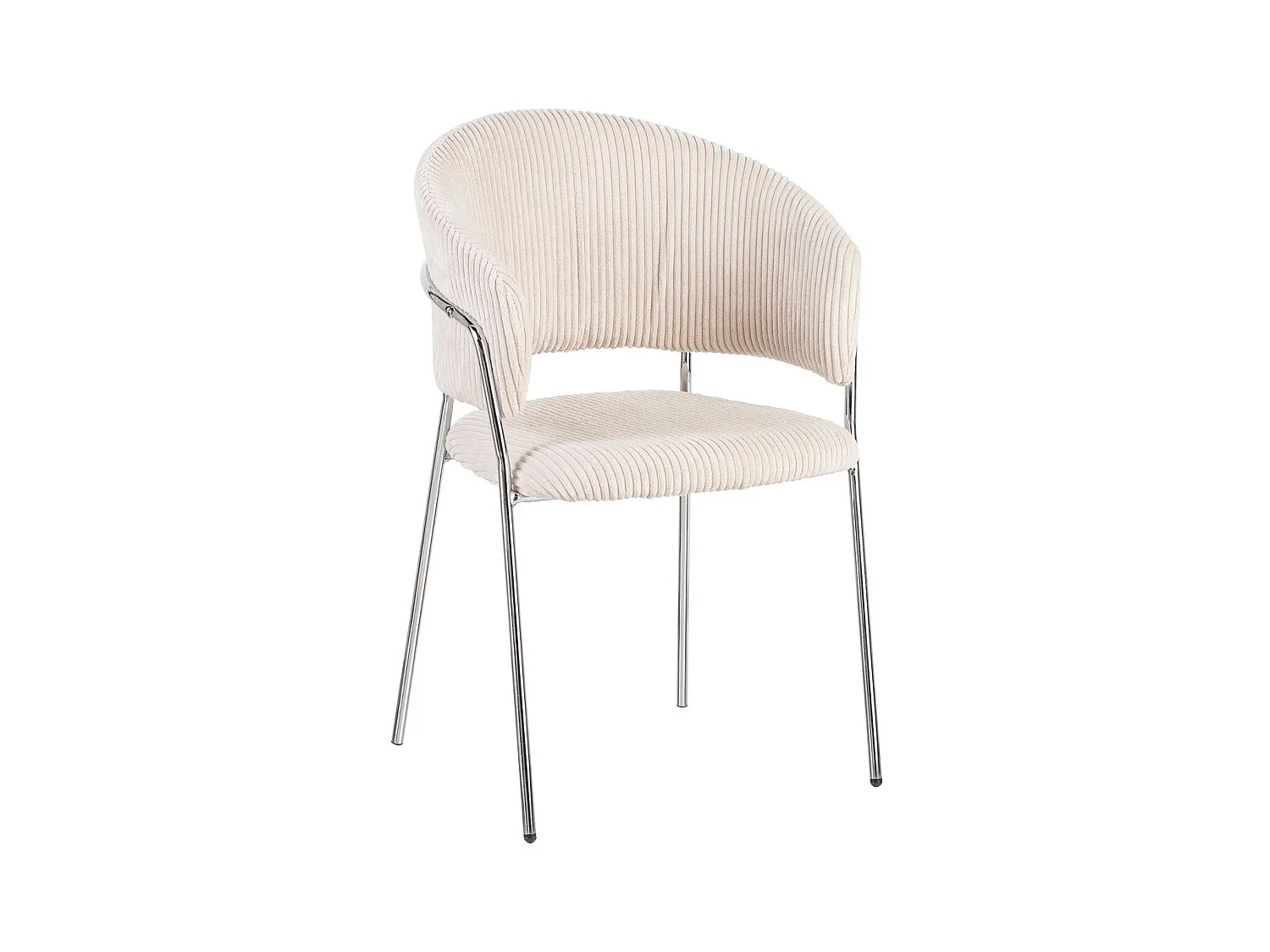Lot de 2 chaises en velours côtelé beige et piètement chromé - Isya