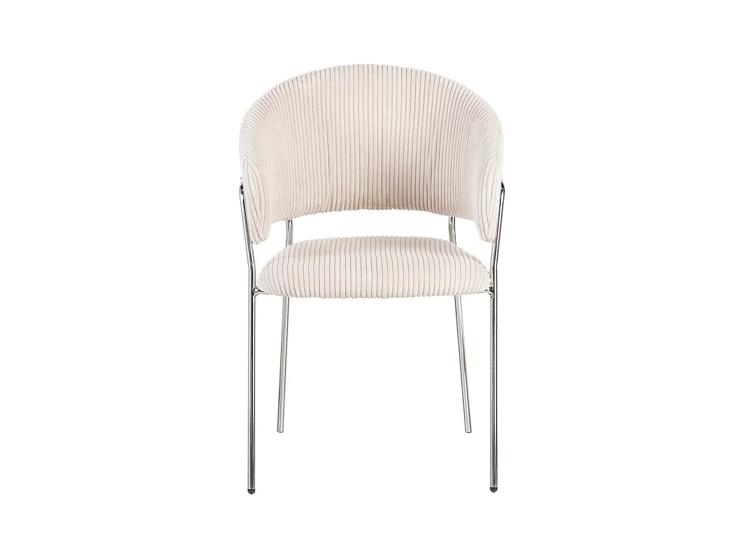 Lot de 2 chaises en velours côtelé beige et piètement chromé - Isya