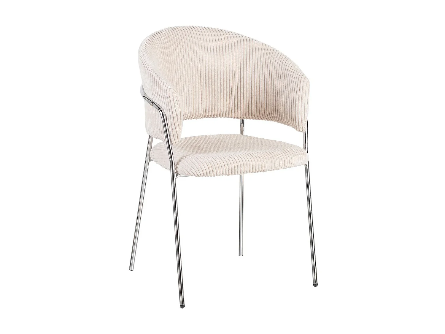 Lot de 2 chaises en velours côtelé beige et piètement chromé - Isya