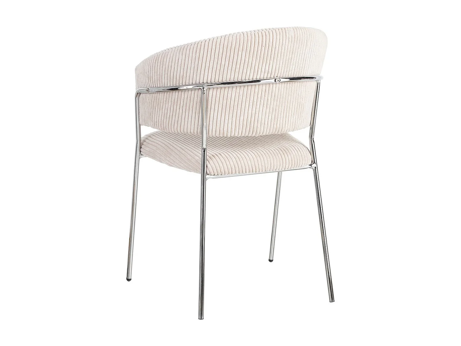 Lot de 2 chaises en velours côtelé beige et piètement chromé - Isya