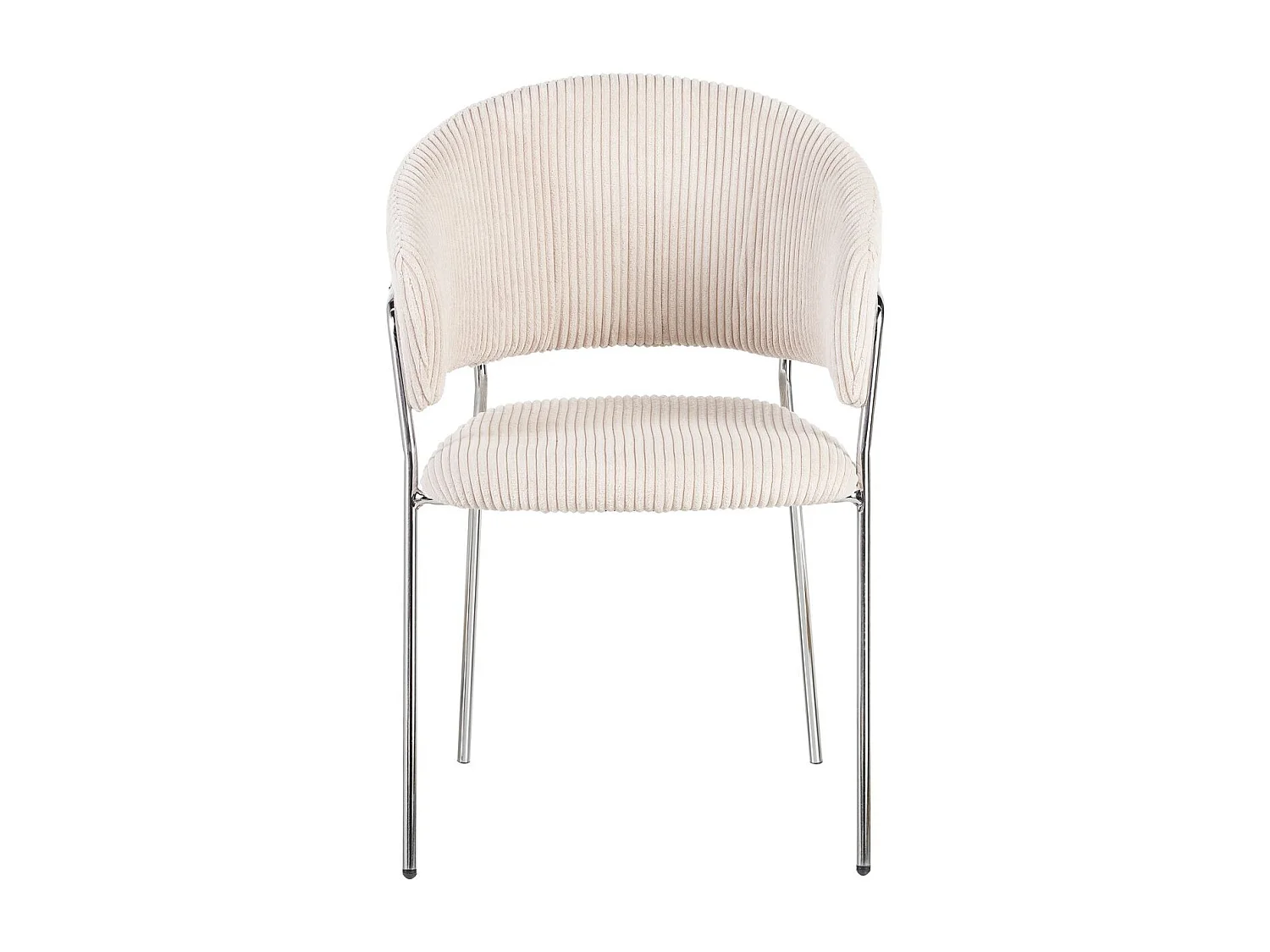 Lot de 2 chaises en velours côtelé beige et piètement chromé - Isya