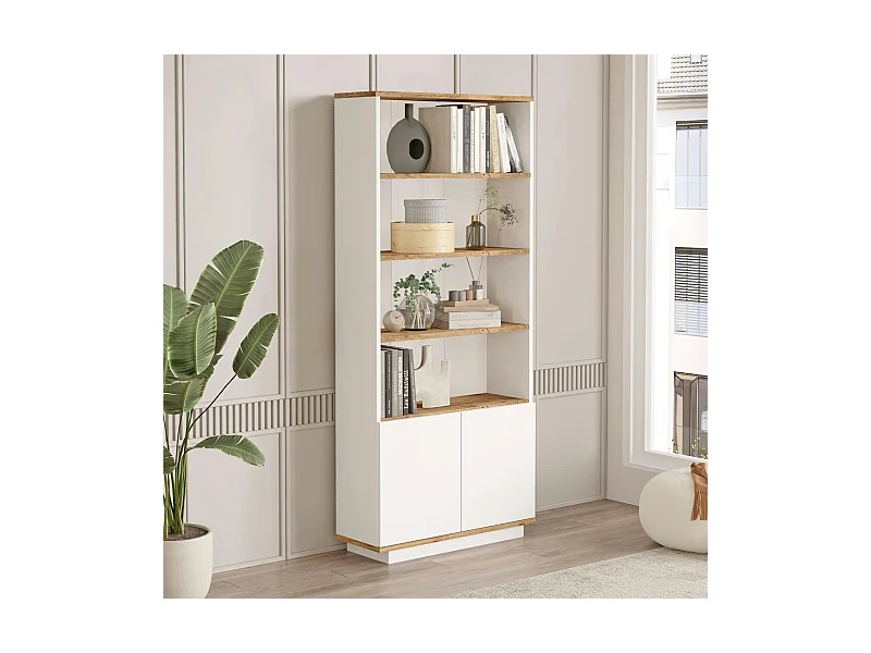 Bibliothèque blanche moderne avec rangement bas fermé MARFA